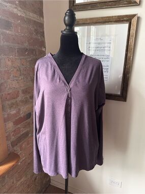Athleta Uptempo Ribbed Henley Top in Regal Plum